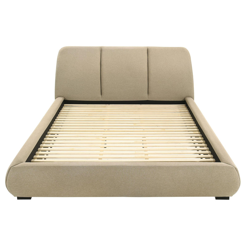 Mokena 46-inch Upholstered California King Platform Bed Brown