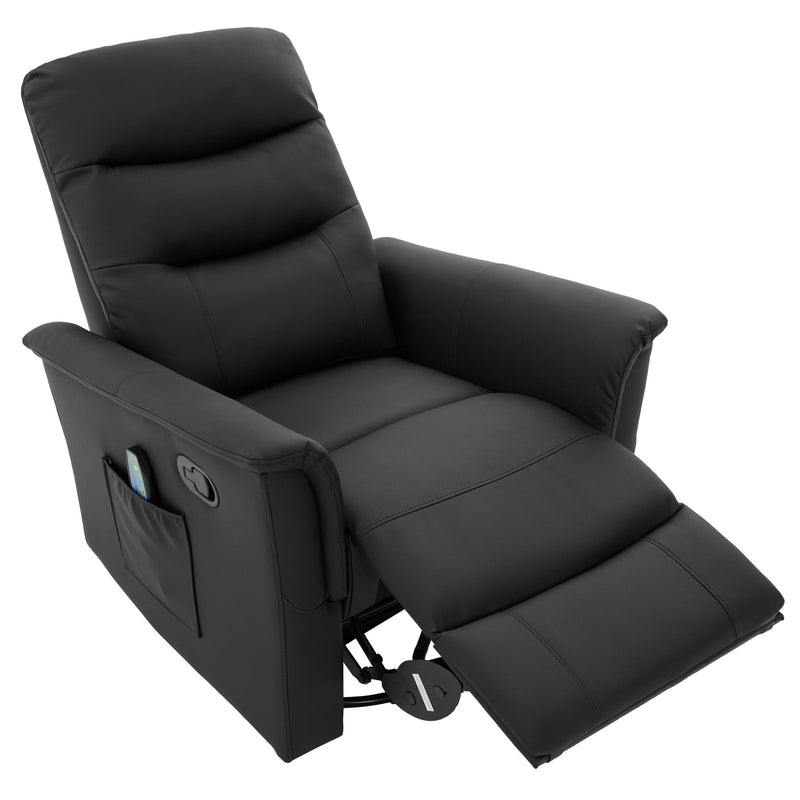 Manual Recliner Chair With 8 Point Massage And Swivel Function For Living Room - Black