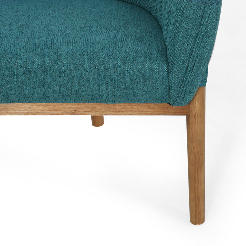 Mid Century Modern Loveseat With Channel Stitched Backrest