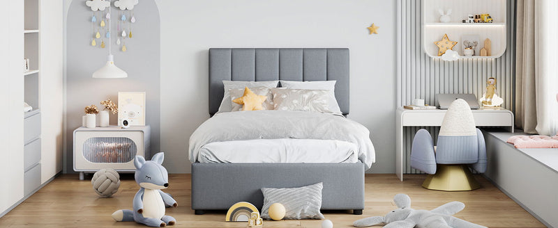 Upholstered Platform Bed With A Hydraulic Storage System