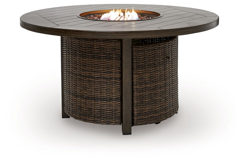 Monterey Point - Round Fire Pit Table - Dark Brown