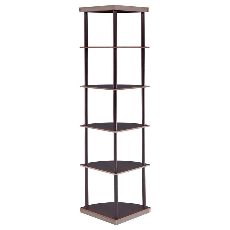 Bonwick - Wood 5-Shelf Corner Bookshelf - Cappuccino