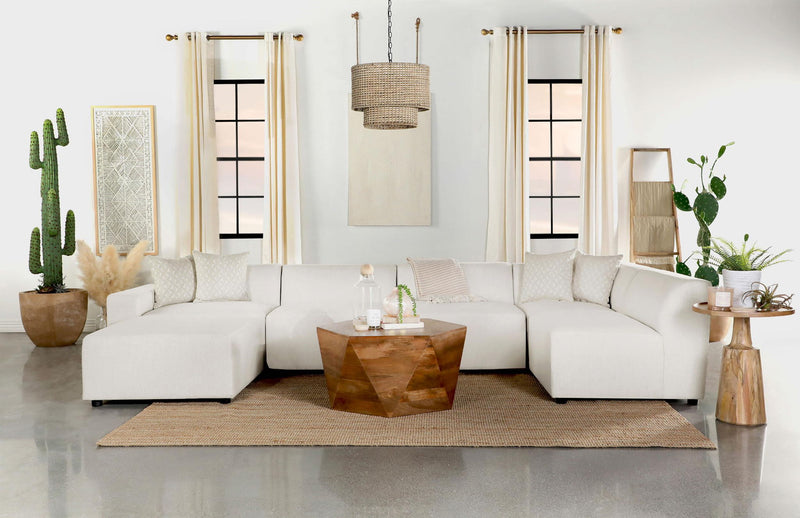 Freddie Square Upholstered Ottoman Pearl