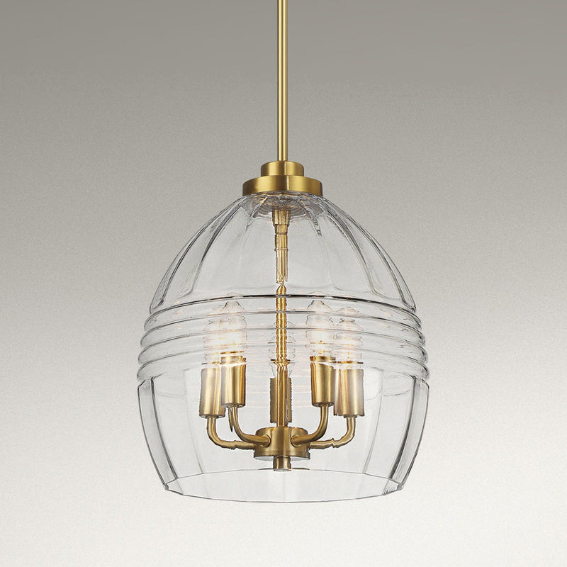 Zen - 5 Pendant Chain Hanging Light - Clear / Gold