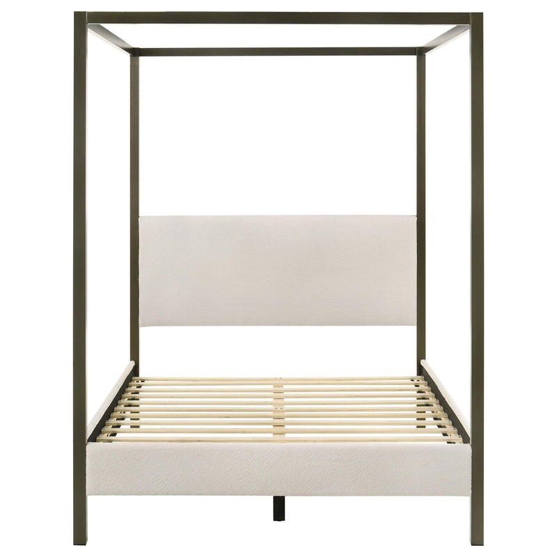 Monroe Upholstered Queen Canopy Bed Vanilla