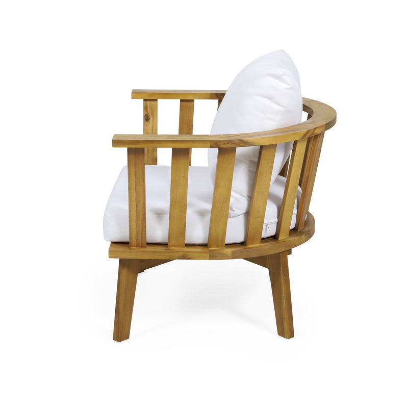 Patio Furniture Set, Outdoor Acacia Wood Patio Club Chair With Table