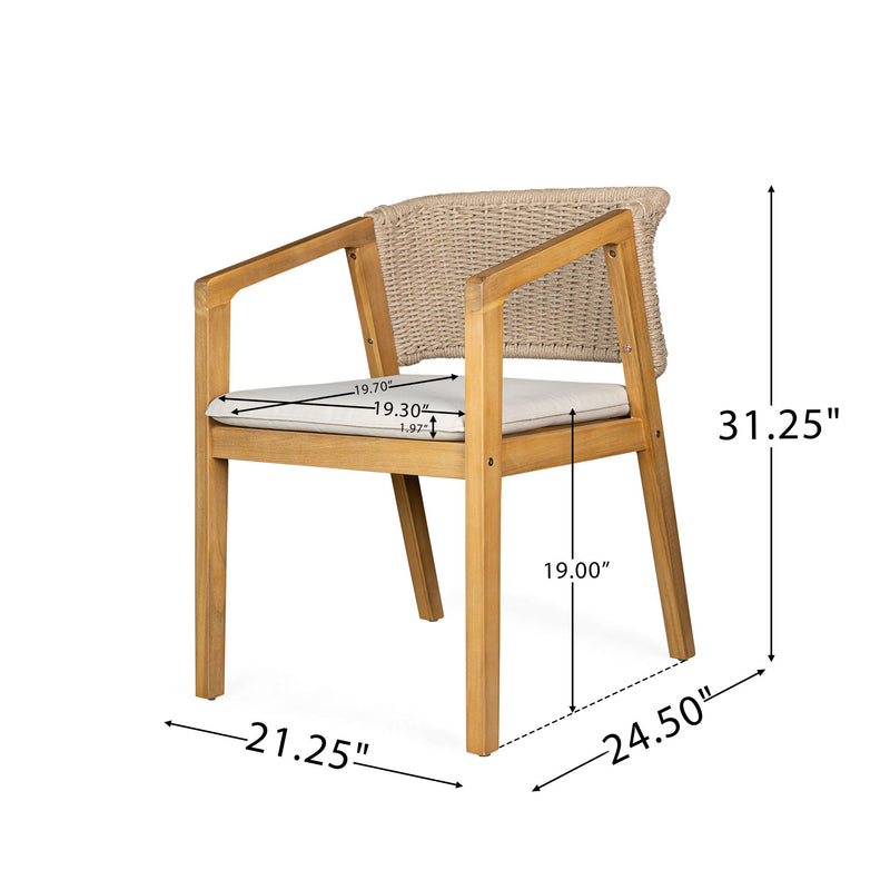 7 Piece Outdoor Dining Set With Table And 6 Chairs - Beige / Brown Mix / Light Teak / Teak