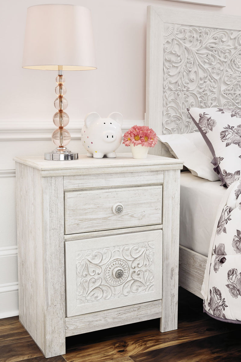 Paxberry - Two Drawer Night Stand - Whitewash