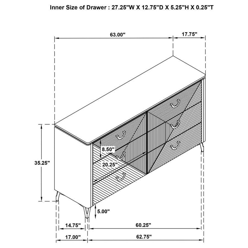 Cassia - 6-Drawer Bedroom Dresser Cabinet