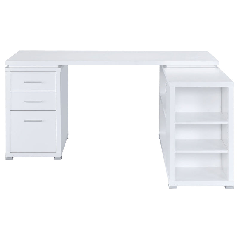 Tona - L-Shape Computer Desk With 3 Drawers And 5 Shelves