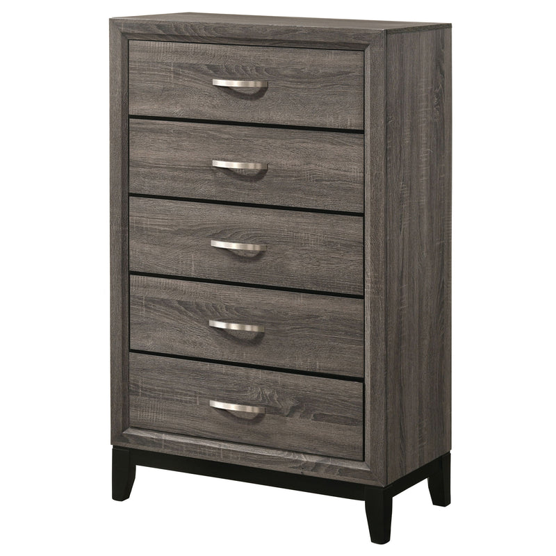 Gregory - 5 Drawer Chest - Smoke Gray