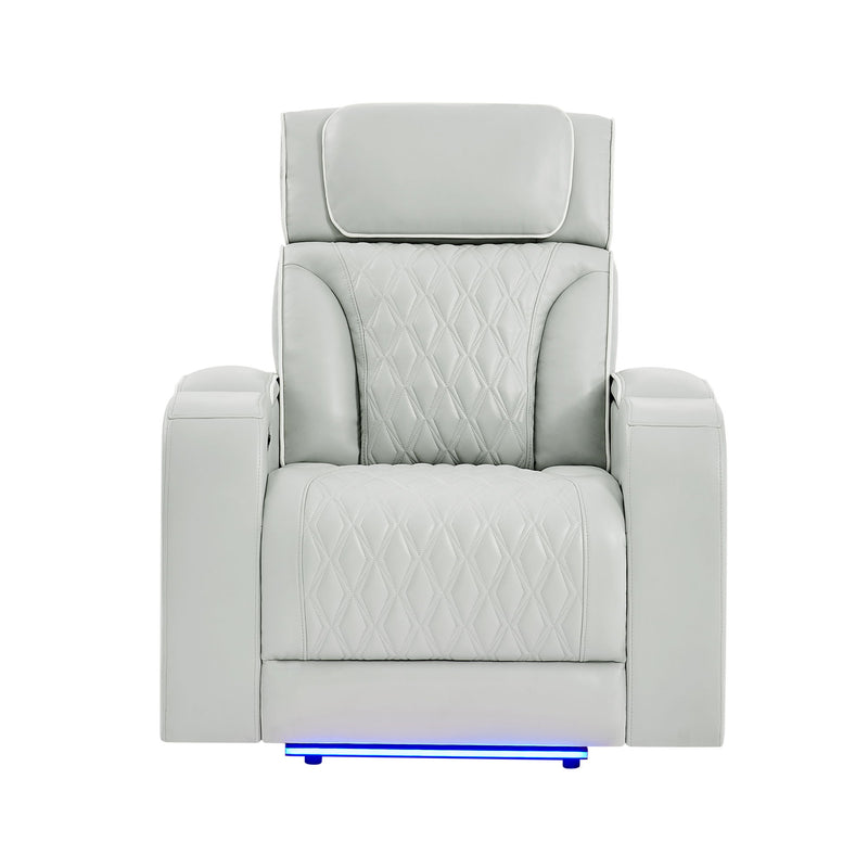Julian - Power Recliner With Power Headrest And LED Lighting - Silver
