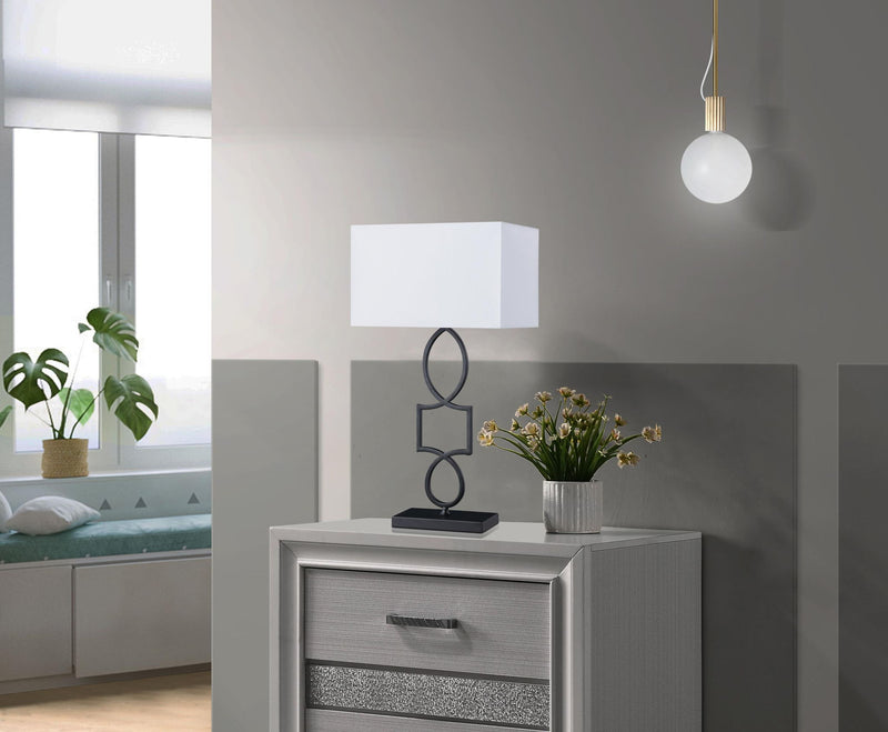 Leorio 29-inch Rectangular Shade Metal Table Lamp Black