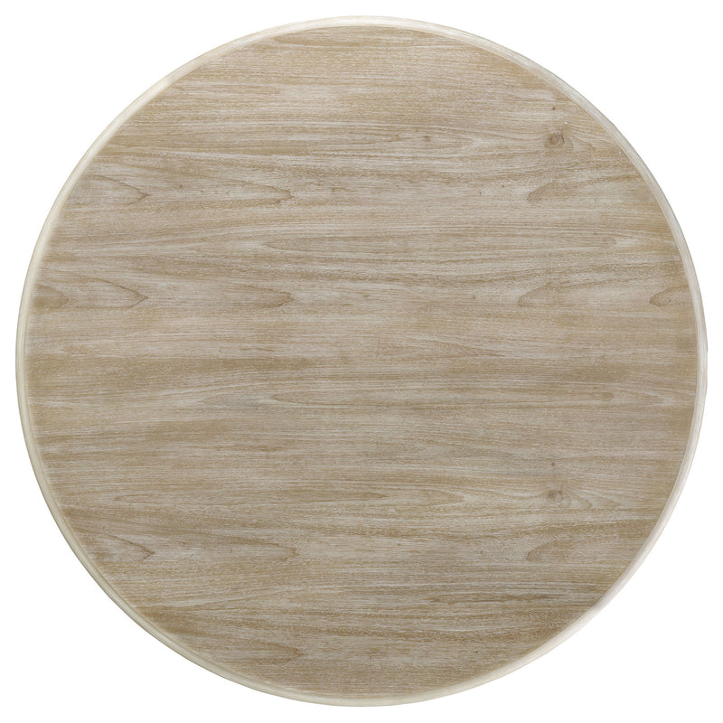 Rodota - 5 Piece Round Dining Table Set With Upholstered Chairs - White Washed