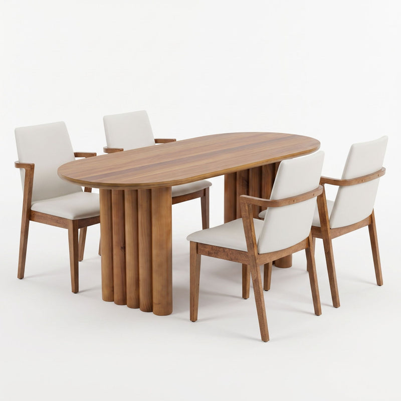 5 Piece Indoor Dining Set With Oval Table And Chairs