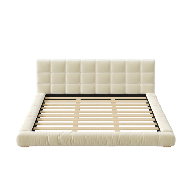 Upholstered Platform Bed Frame With Tufted Headboard