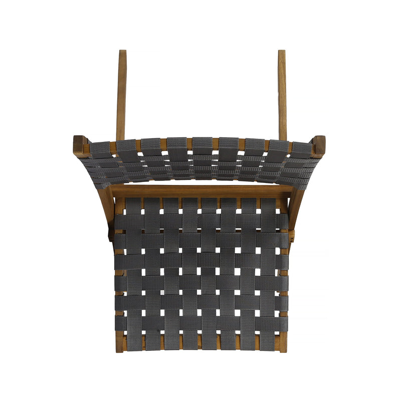 Solidago - Outdoor And Strapping Belt Folding Chairs, (Set of 2) - Black / Brown