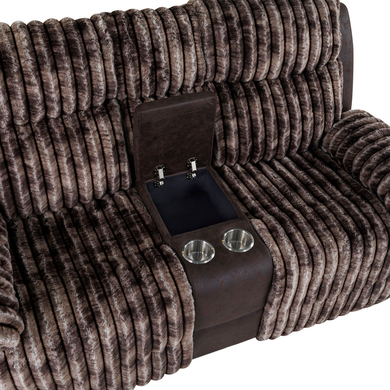 Bruni - Console Reclining Loveseat With Manual Recline And Rich Upholstery - Brown