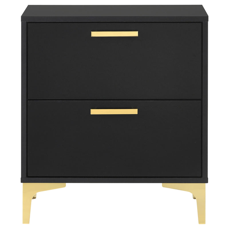 2 Drawer Rectangular Nightstand - Black