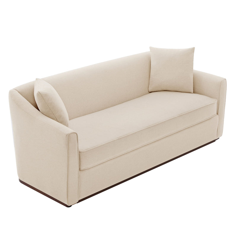 3 Seater Sofa With Wrap Around Armrests And Throw Pillows, For Living Room - Oatmeal