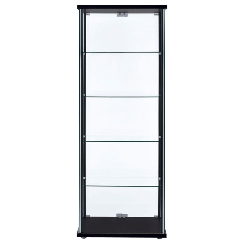 Delphinium 5-shelf Clear Glass Curio Display Cabinet Black