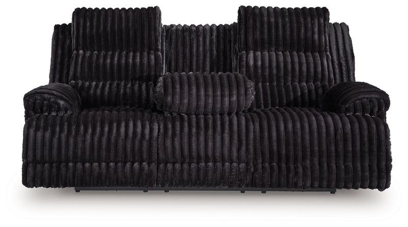 Rhine Falls - Reclining Power Sofa With Drop Down Table - Onyx