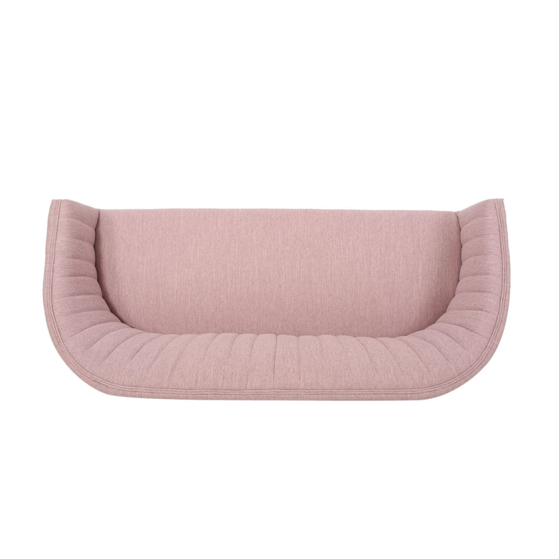 Mid Century Modern Loveseat With Channel Stitched Backrest
