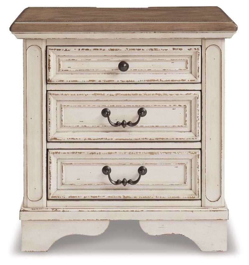 Realyn - Three Drawer Night Stand - White / Brown / Beige