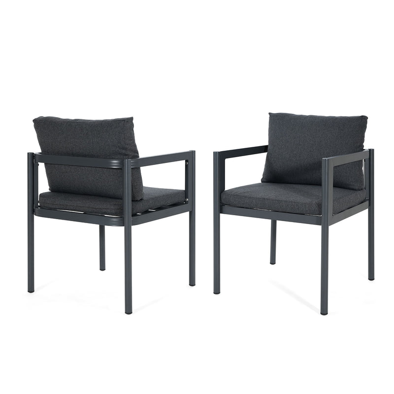5 Piece Outdoor Patio Dining Set With Table, Chairs With Cushions - Gray / Light Teak