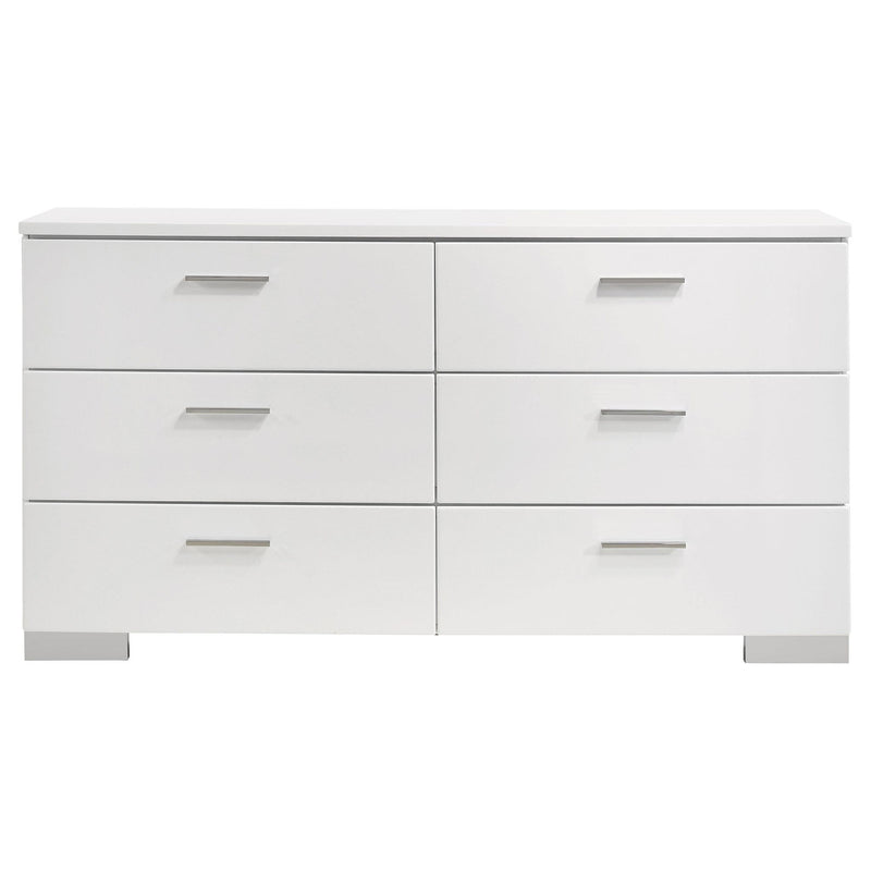 Felicity 6-drawer Dresser White High Gloss