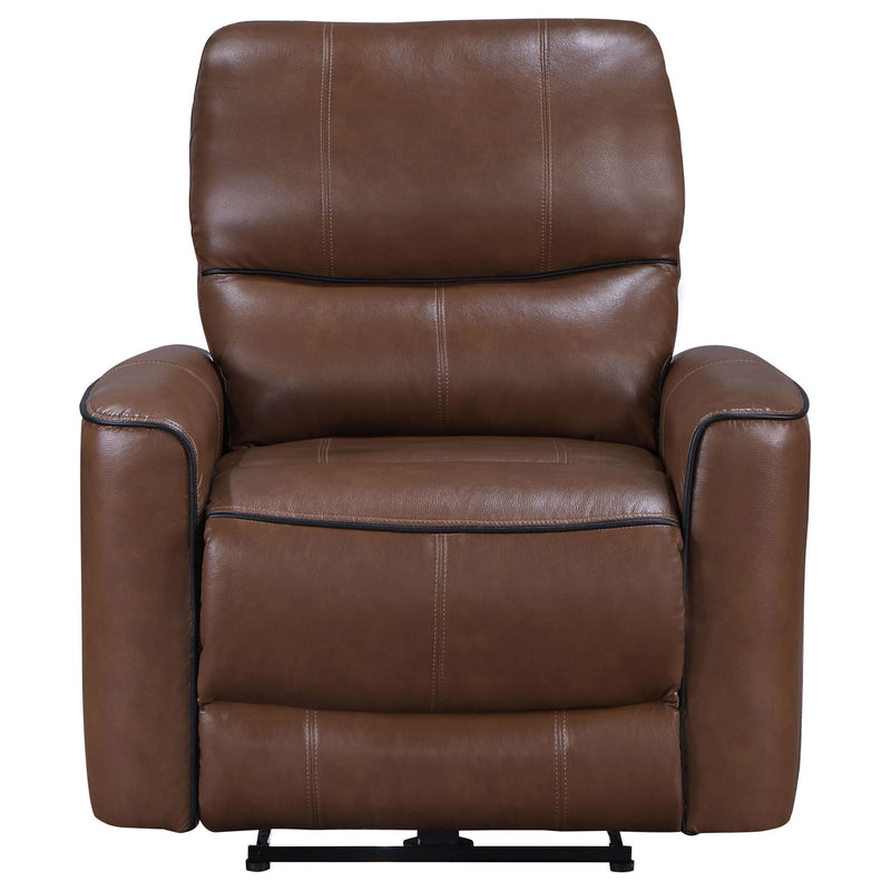 Denson - Upholstered Power Recliner Chair With USB Charging And Smooth Button Recline - Brown
