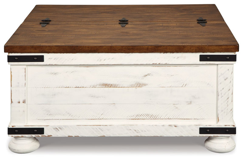 Wystfield - Cocktail Table with Storage - White / Brown