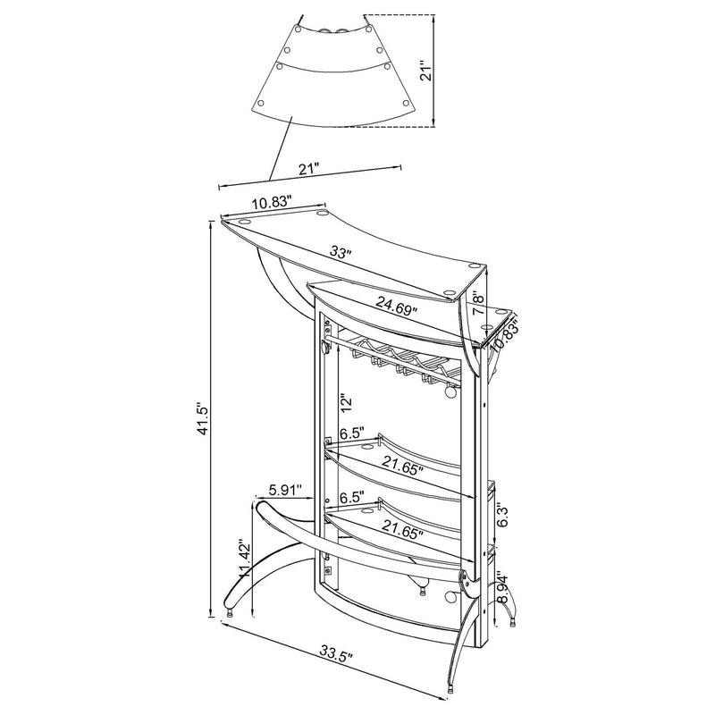 Dallas 2-shelf Curved Freestanding Home Bar Cabinet White