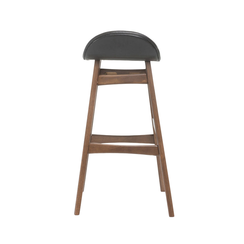 Contemporary Bar Stool With Stylish Seat And Small Backrest - Dark Brown