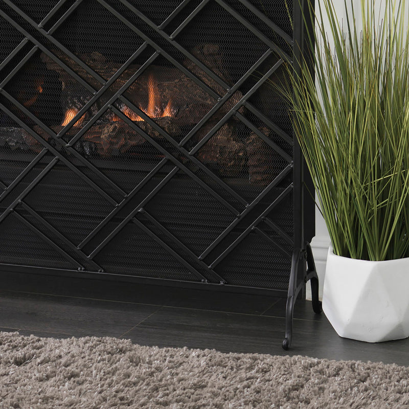 Elegant Design Fire Screen Protective Barrier Iron - Black