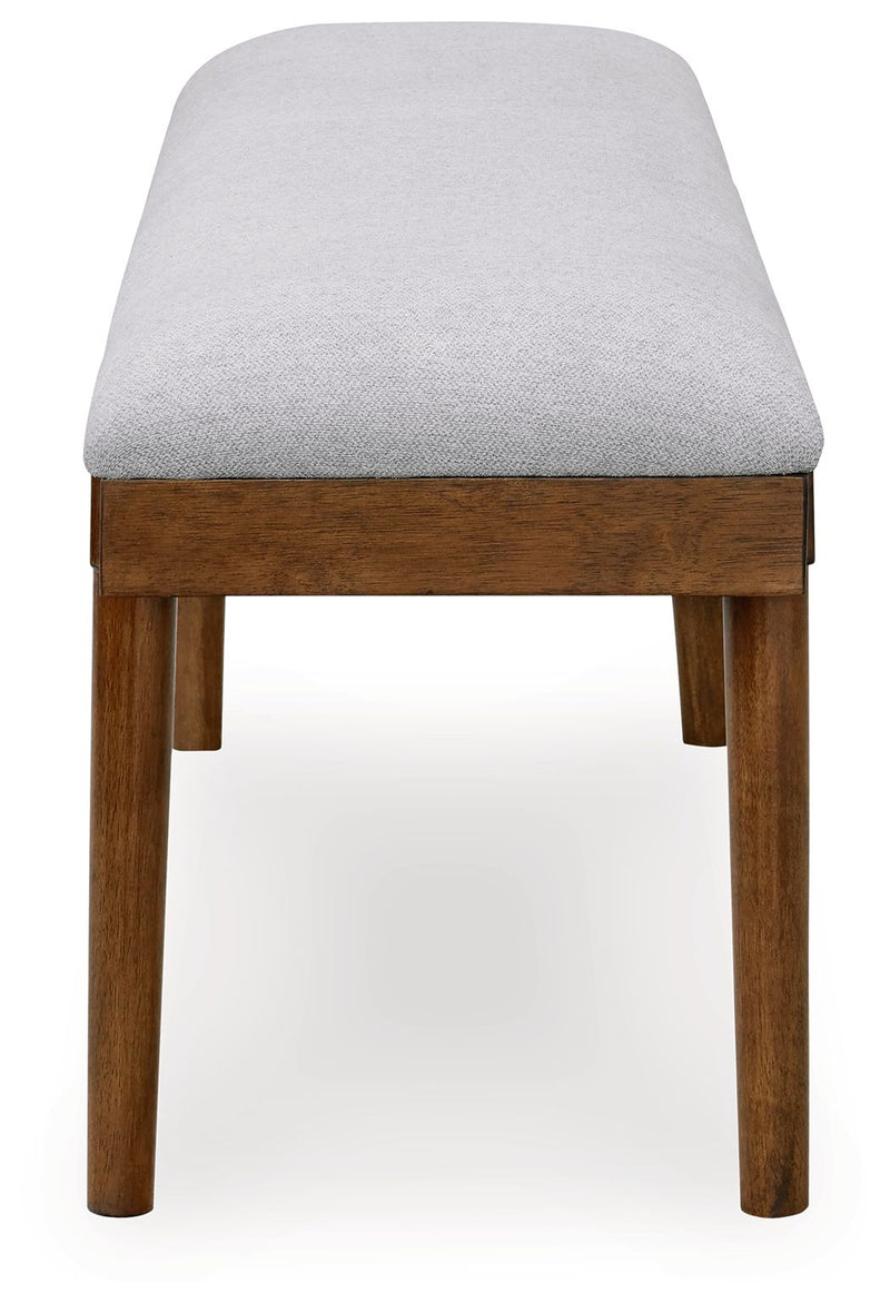 Lyncott - Large Upholstered Dining Room Bench - Gray / Brown