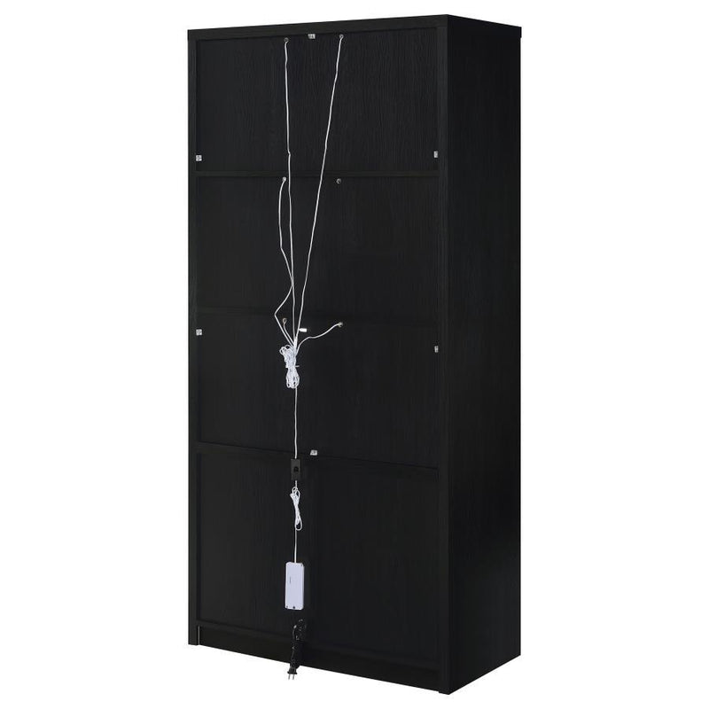 Riva - 4-Door Tall Accent Display Cabinet LED Lighting - Black
