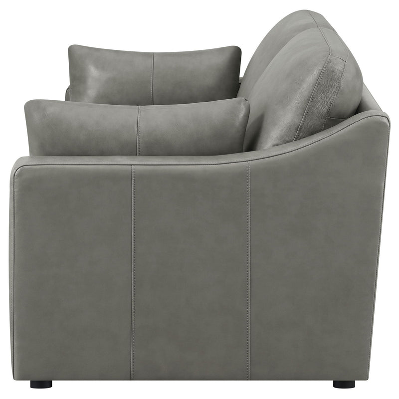 Grayson Leather Upholstered Sloped Arm Loveseat Grey