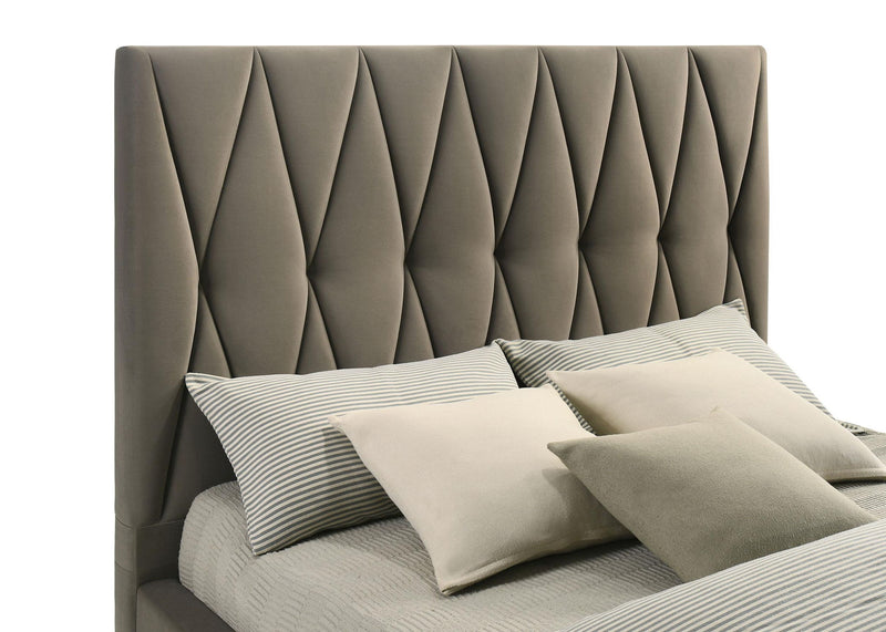 Delsea Upholstered Queen Panel Platform Bed Light Brown