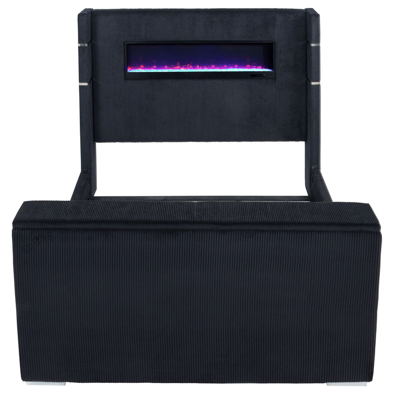 Judah - Eastern King Wingback TV Bed With Motorized Lift And Flame Visualizer - Black