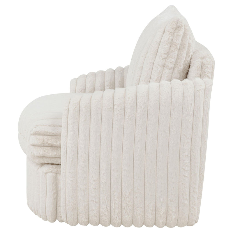Sarco Corduroy Upholstered Swivel Accent Arm Chair Ivory