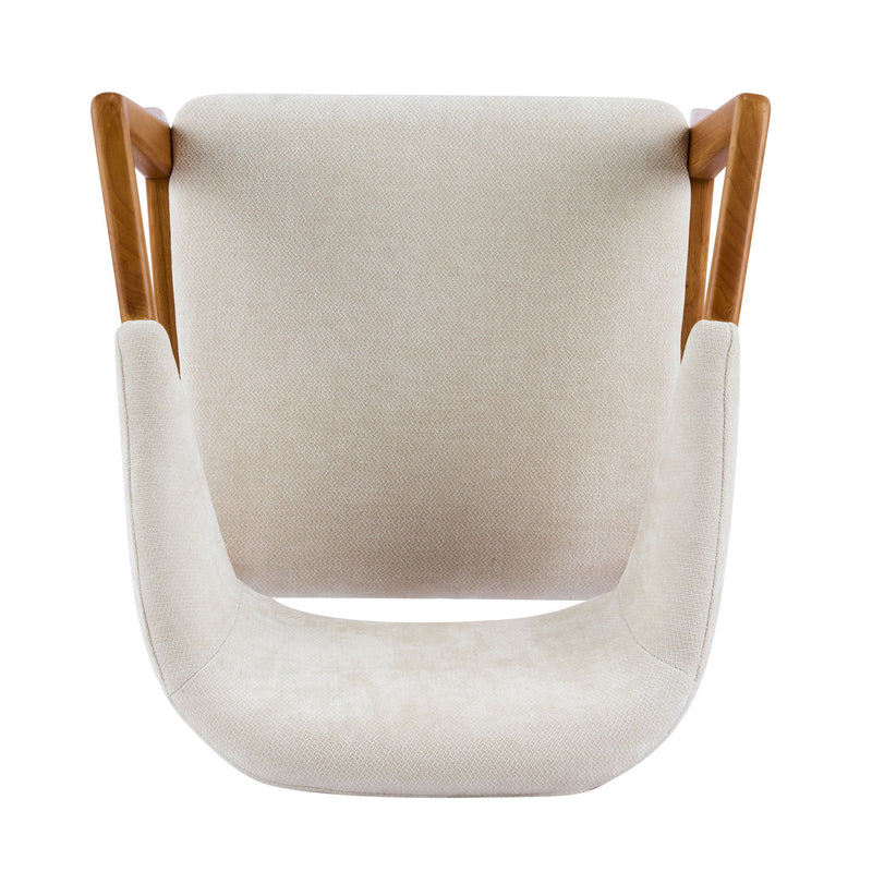 Indoor Upholstered Dining Armchair (Set of 2) - Beige / Teak