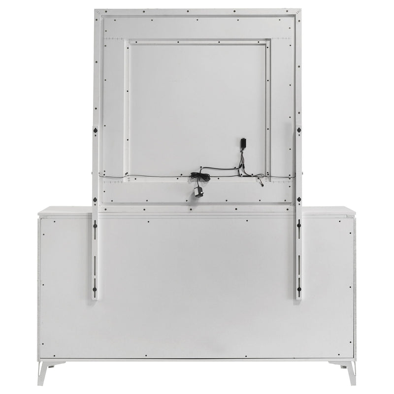 Buckley - 6 Drawer Dresser With Mirror - Gloss White