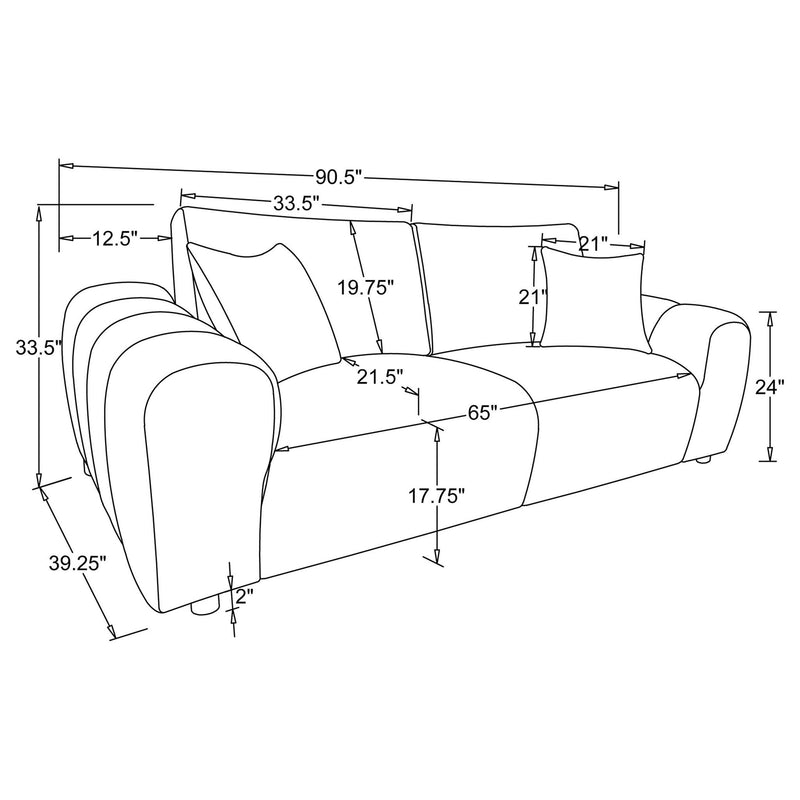 Burnett 3-piece Chenille Upholstered Sofa Set Ivory