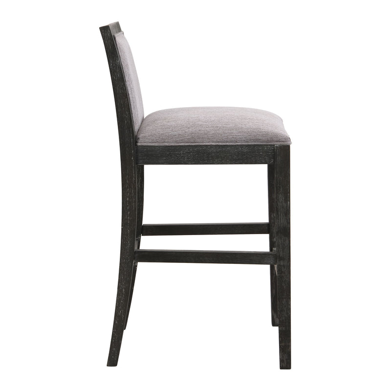 Bar Stools (Set of 2), Rubber Wood Frame, Retro Bar Chairs Suitable For Kitchen Island - Black / Gray