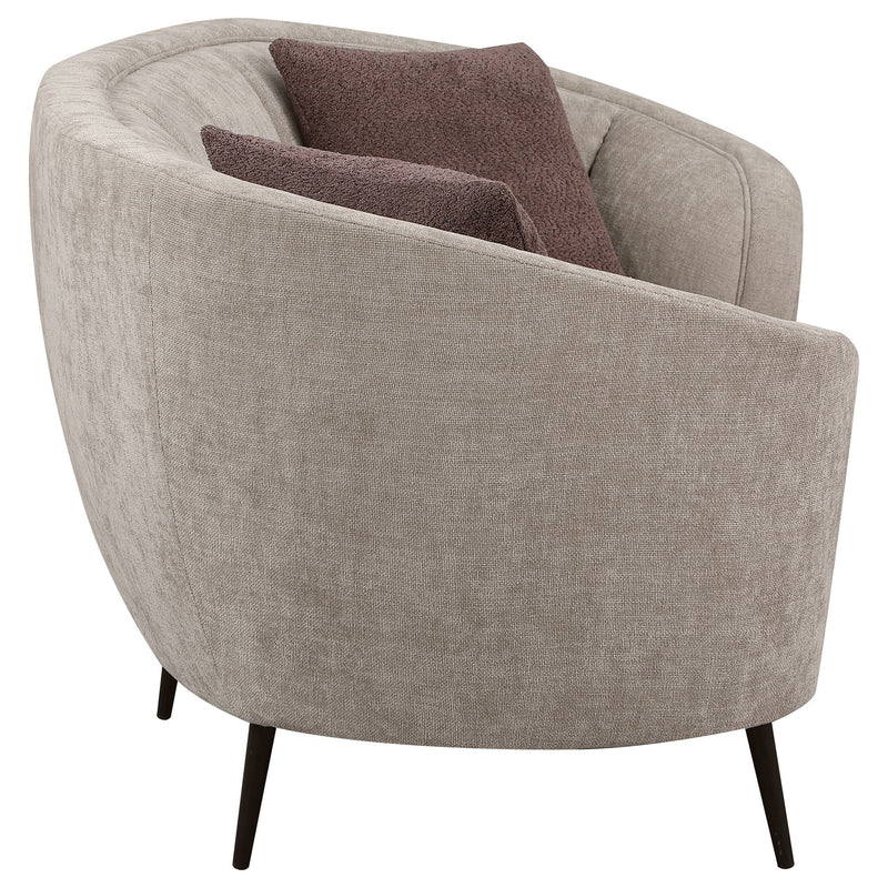 Saanich - Upholstered Curved With Plump Accent Pillows - Beige