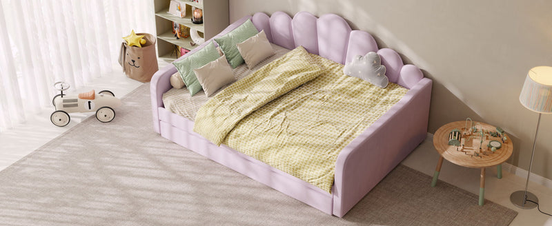 Shell Shaped Upholstered Daybed Frame With Slats