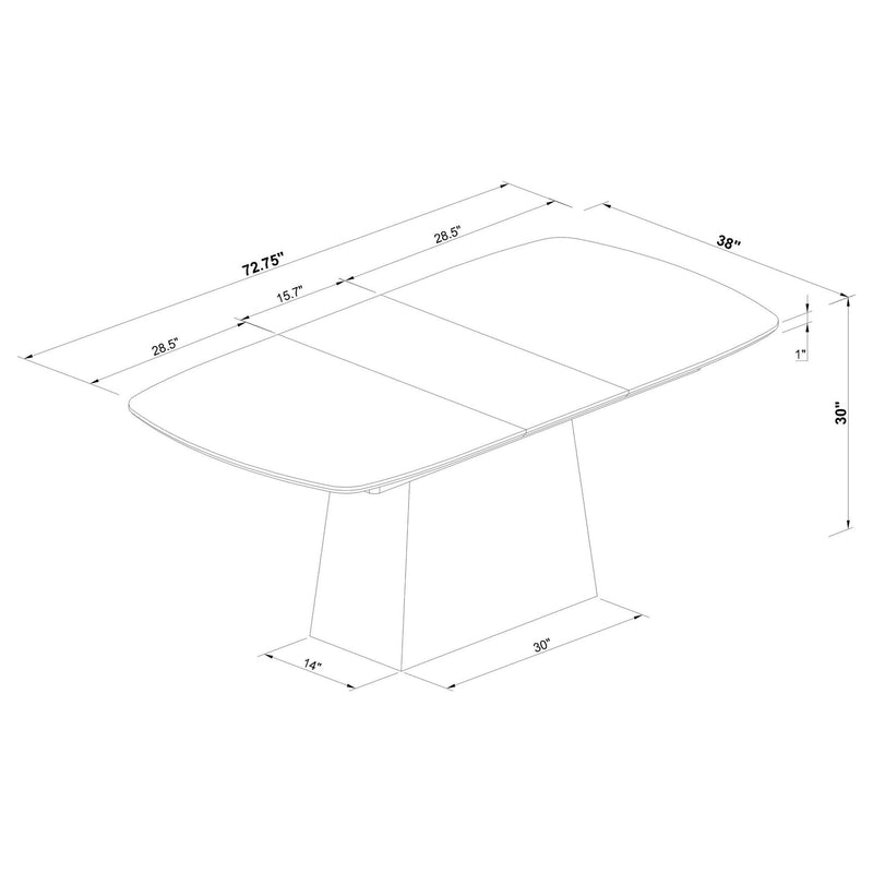 Potero 73-inch Faux Marble Extension Leaf Dining Table Black