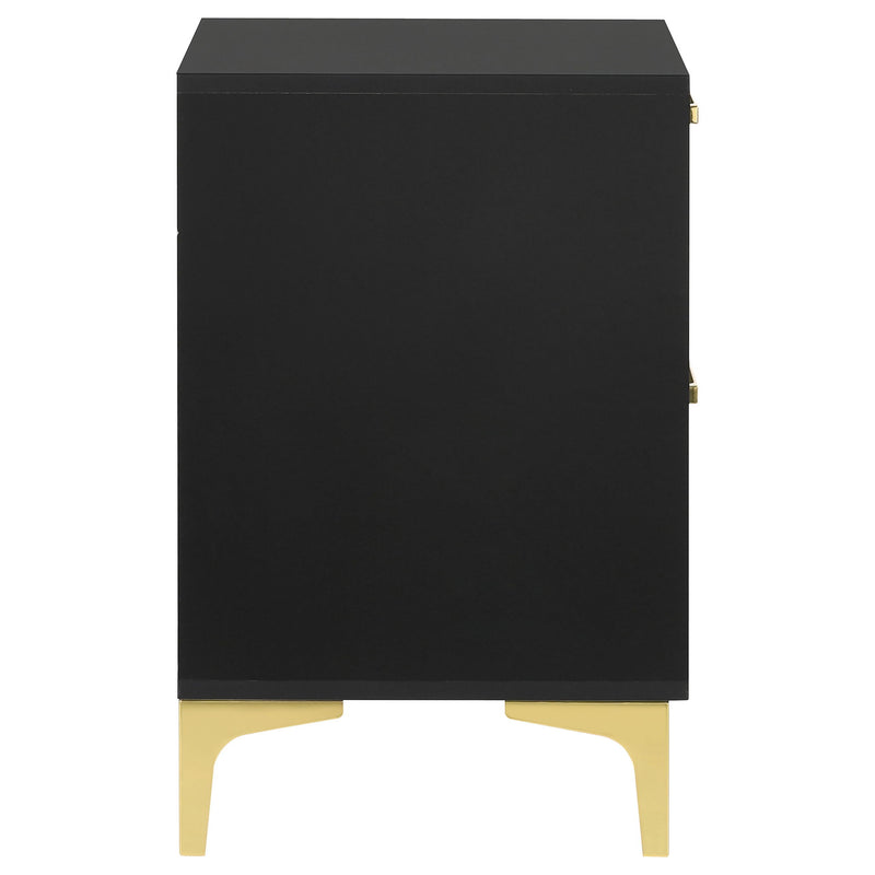 2 Drawer Rectangular Nightstand - Black