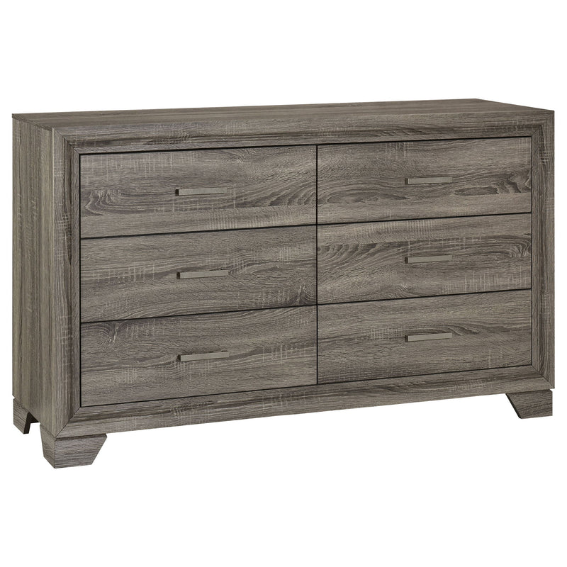 Funston - 4 Piece Queen Bedroom Set With Upholstered Headboard - Oak